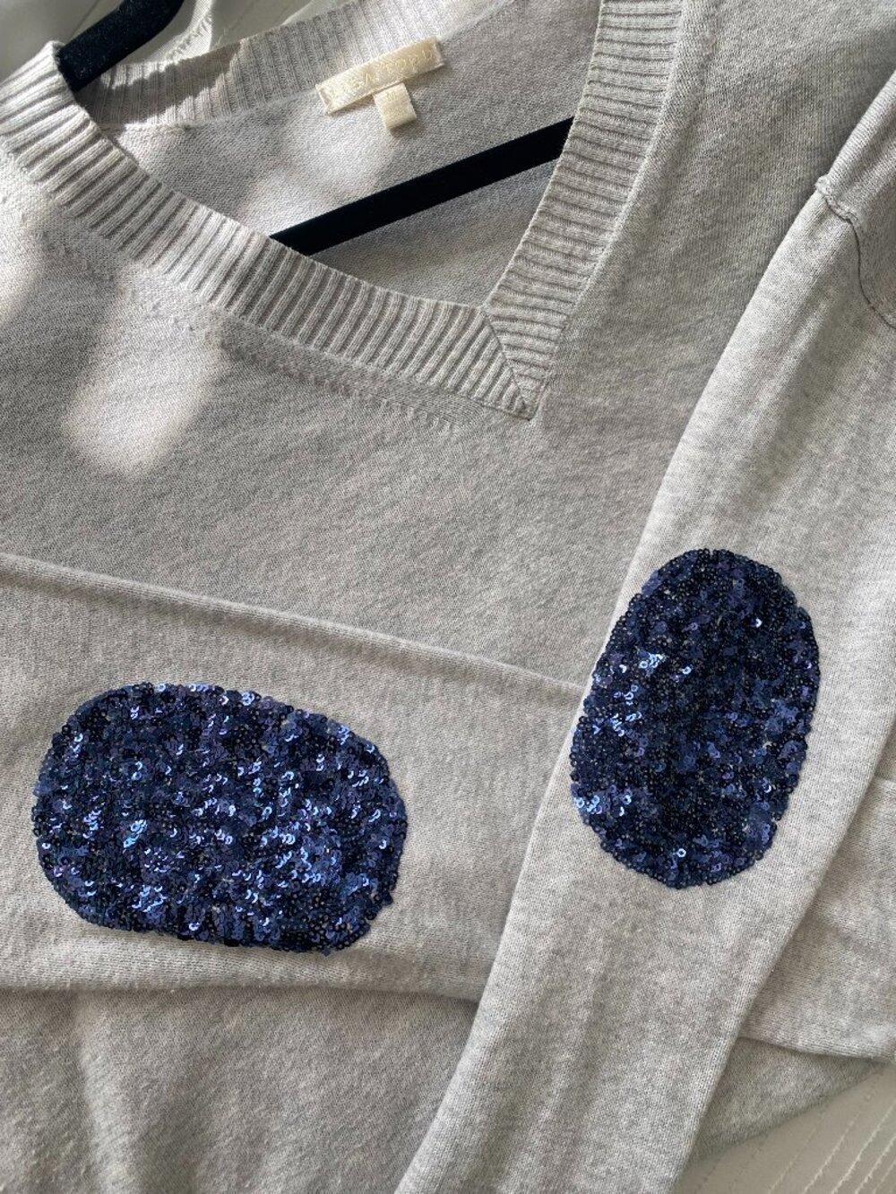 Lisa Todd | 100% Cotton Sequin Elbow Patch Sweater - Picture 5 of 8